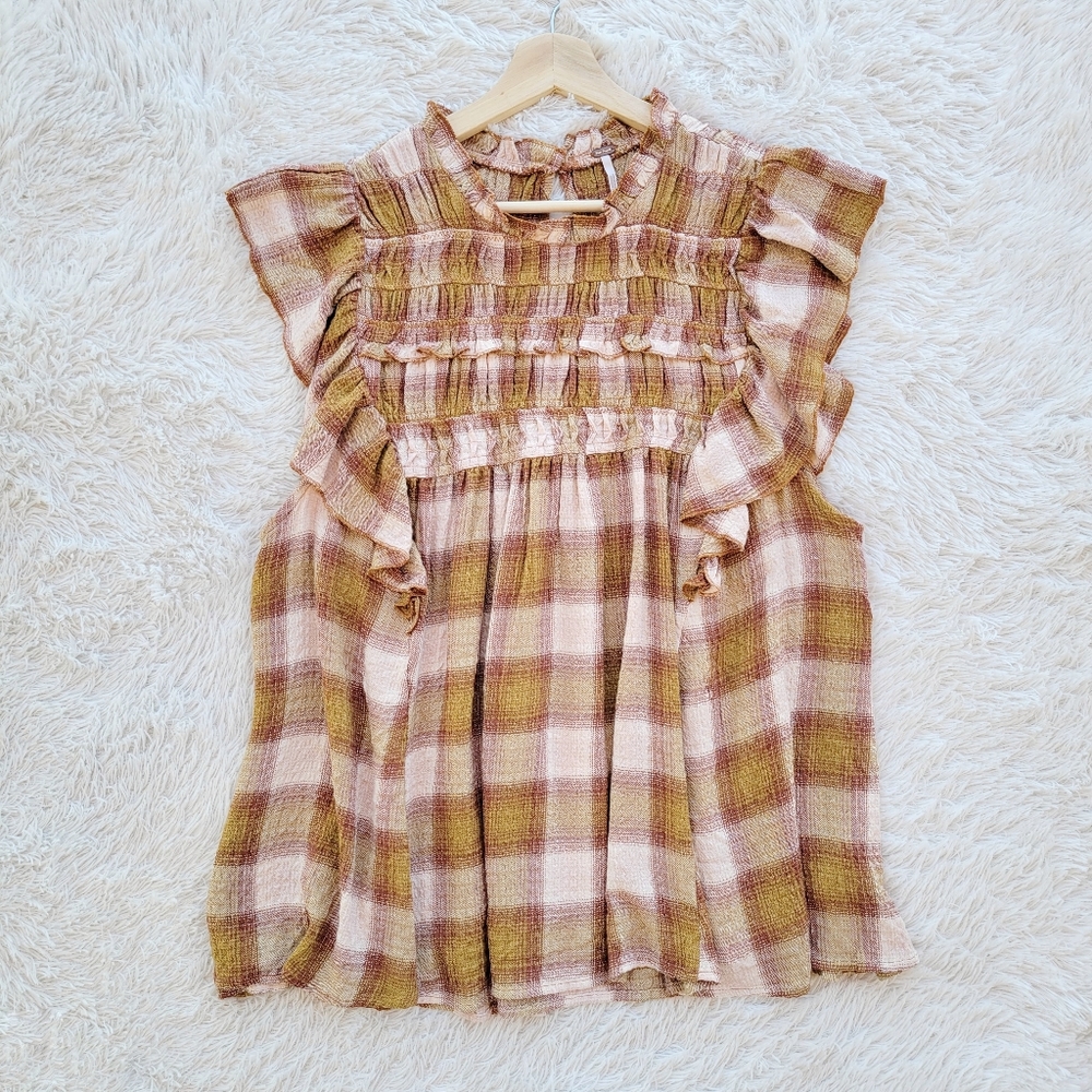 Free People Not‎ Your Average Girl Plaid Top - Picture 2 of 6